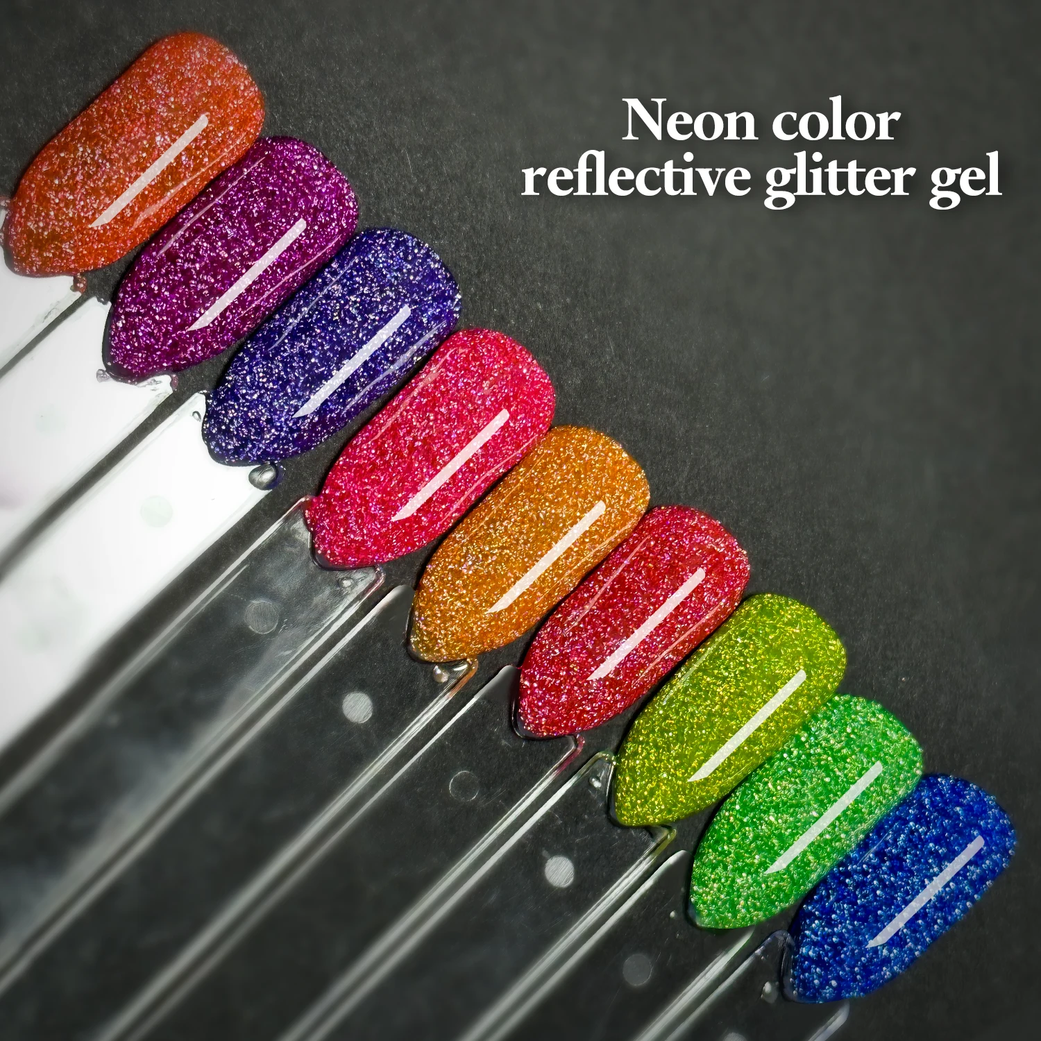 FZANEST Neon Glitter Gel Polish Glitter Pink Green Blue Gel Polish Orange Reflective Gel Nail Polish