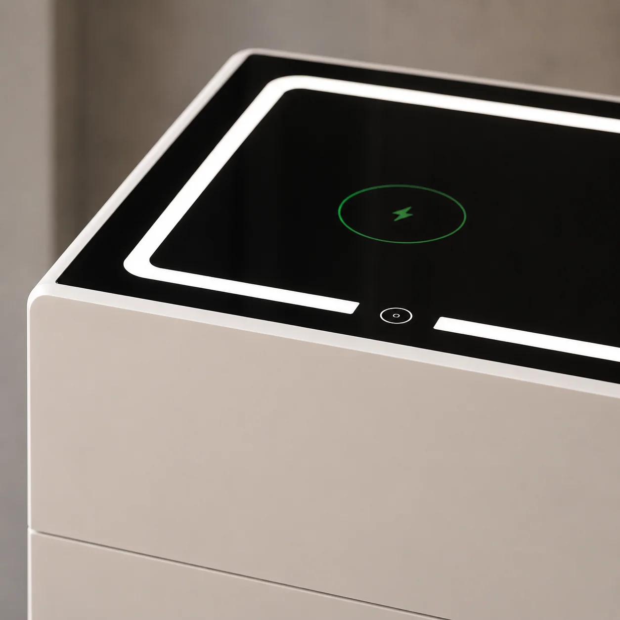 #Modern European Gray Ivory White E1 Board Smart Charging Nightstand Bedside Table Storage Cabinet Bedroom