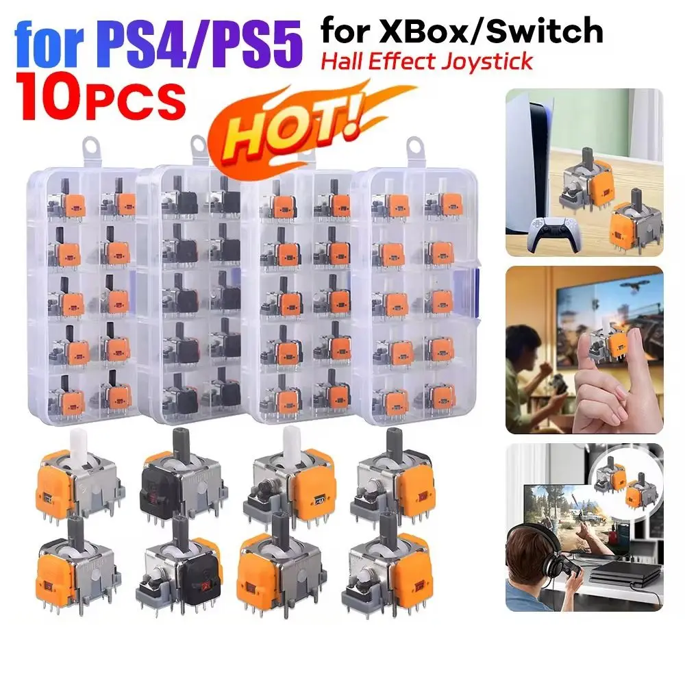 10PCS 3D Analog Sensor Hall Effect Joystick Game for Playstation 5 Rocker Module Replacement for PS5/PS4/Xbox/Switch Pro