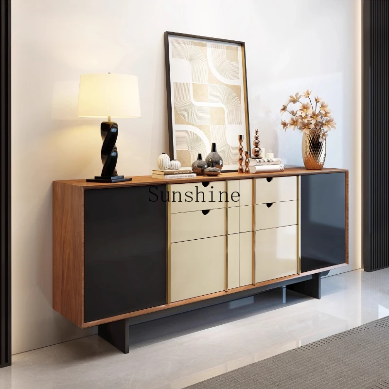 

Italian light luxury entrance villa living room multi-pump storage side cabinet high-grade solid wood