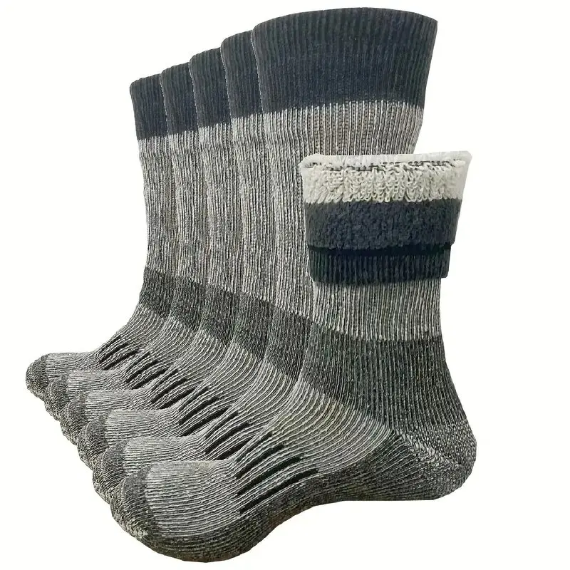 3 Pairs New Wool Hiking Pad Socks Keep Warm Crew Neck Winter Boot Socks Set Army Green Wool Socks Breathable