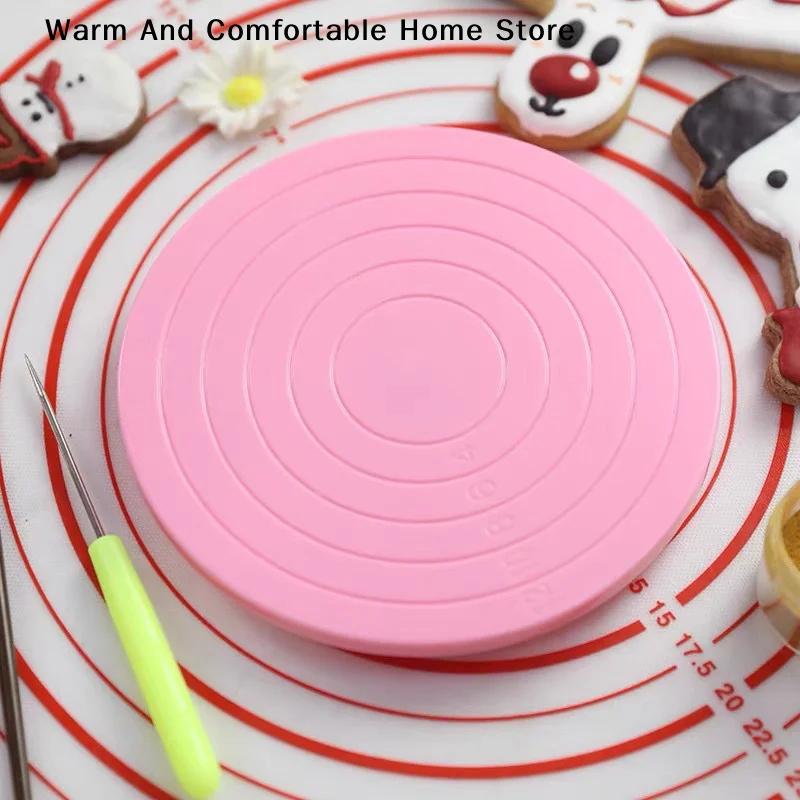 Mini Plastic Fondant Cake Turntable Revolving Platform Anti-skid Round Cookie Stand Rotating DIY Cake Rotary Table Kitchen Tools