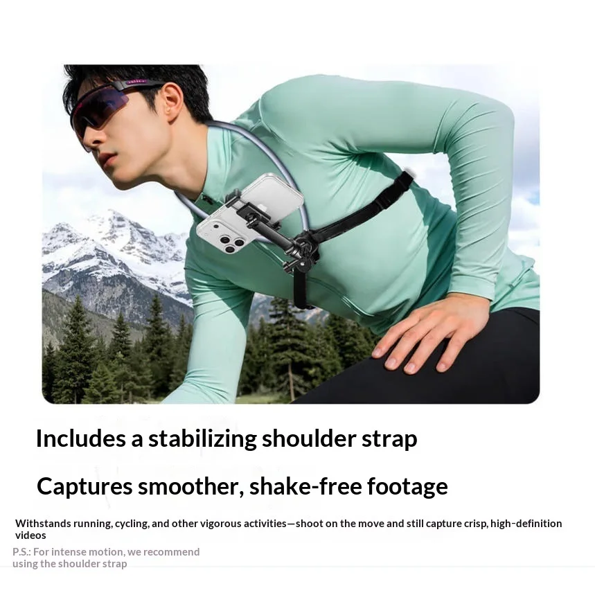 UGREEN 85706 Neck Phone Holder LP1018 360 Degree Adjustable Clamp with Shoulder Strap for Action Cameras Pocket 3 Vlogging