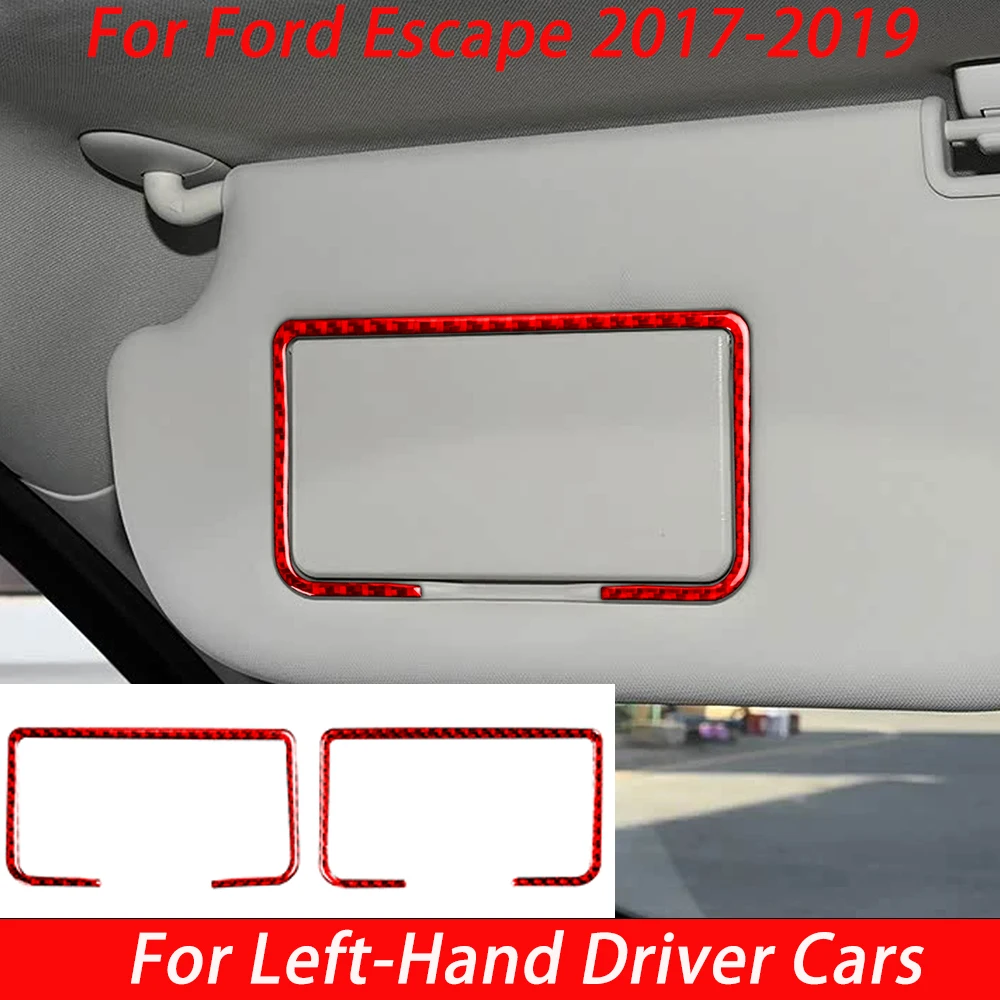 Pour Ford Escape 2017 2018 2019 Cadre de miroir de maquillage en fibre de carbone, accessoires d'intérieur de voiture, modifications, décorations, autocollants