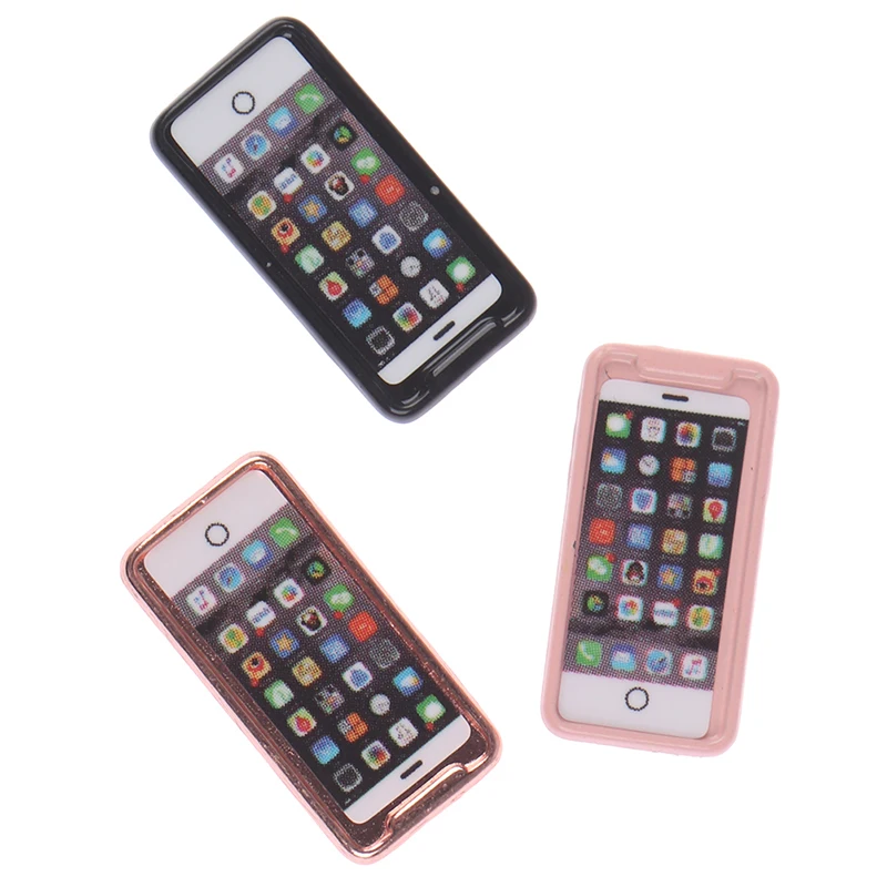 1PC 1:12 Miniature Dollhouse Mobile Phone Iphone Model IPhone Box For Barbies BJD OB11 Blyth Doll House Decoration Accessories