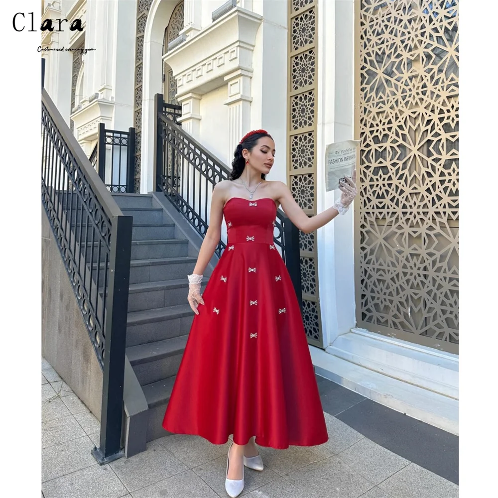 

Элегантное вечернее платье Clara Custom красного цвета с стразами, без рукавов, А-силуэт, для женщин, класса люкс, коллекция 2026 года