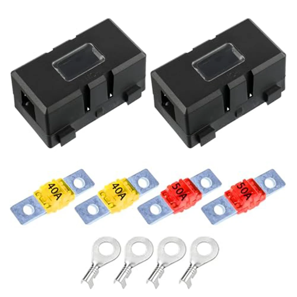 Auto 40A 50A Fuses Fuse Holder Set 2 Pieces Set All-inclusive Components Easy Installation Automotive Projects