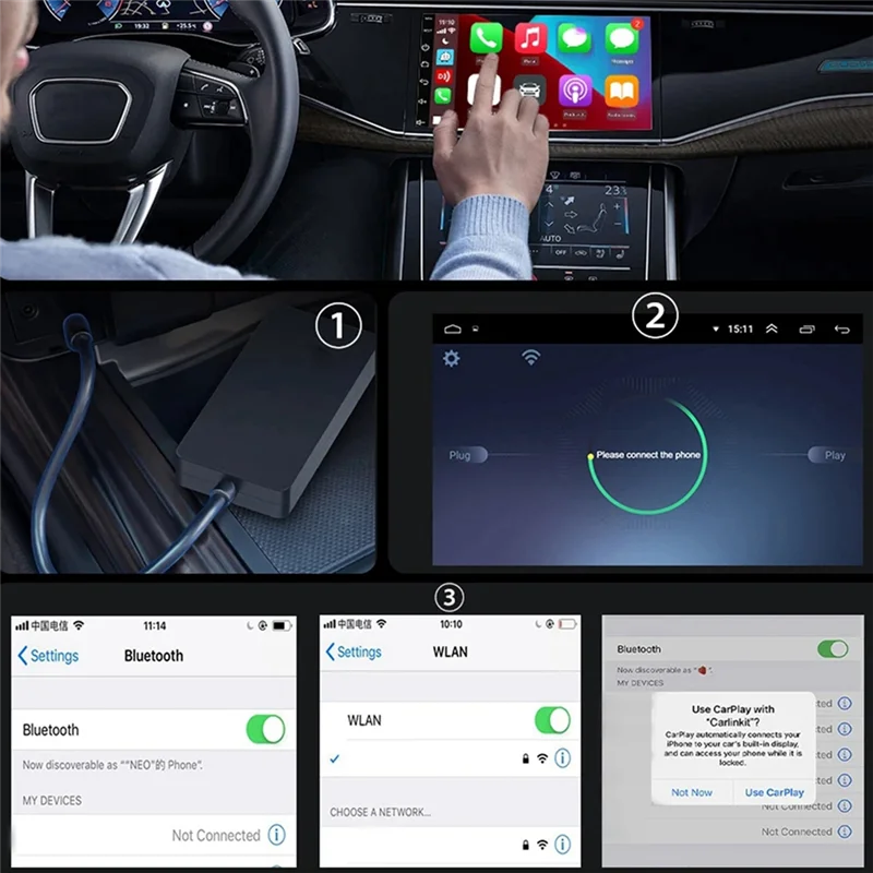 Dongle wireless Carplay per auto Android Wireless Android Auto Car Play IOS Schermo a specchio Adattatore USB CCPA