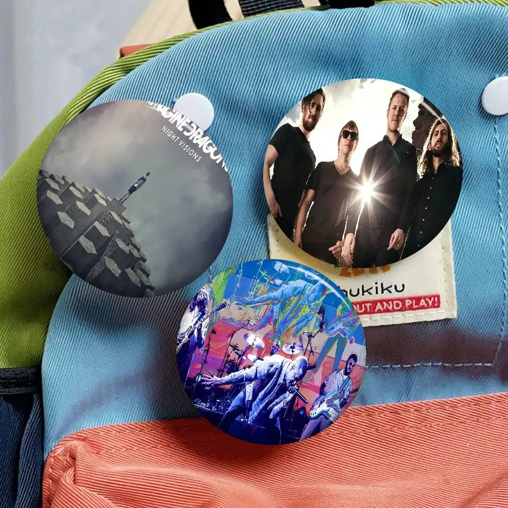 Broches rondes à slogan Rock Band Imagine D-Dragons, broches créatives, décoration pour sacs à dos et vêtements, bijoux fantaisie de mode, cadeaux