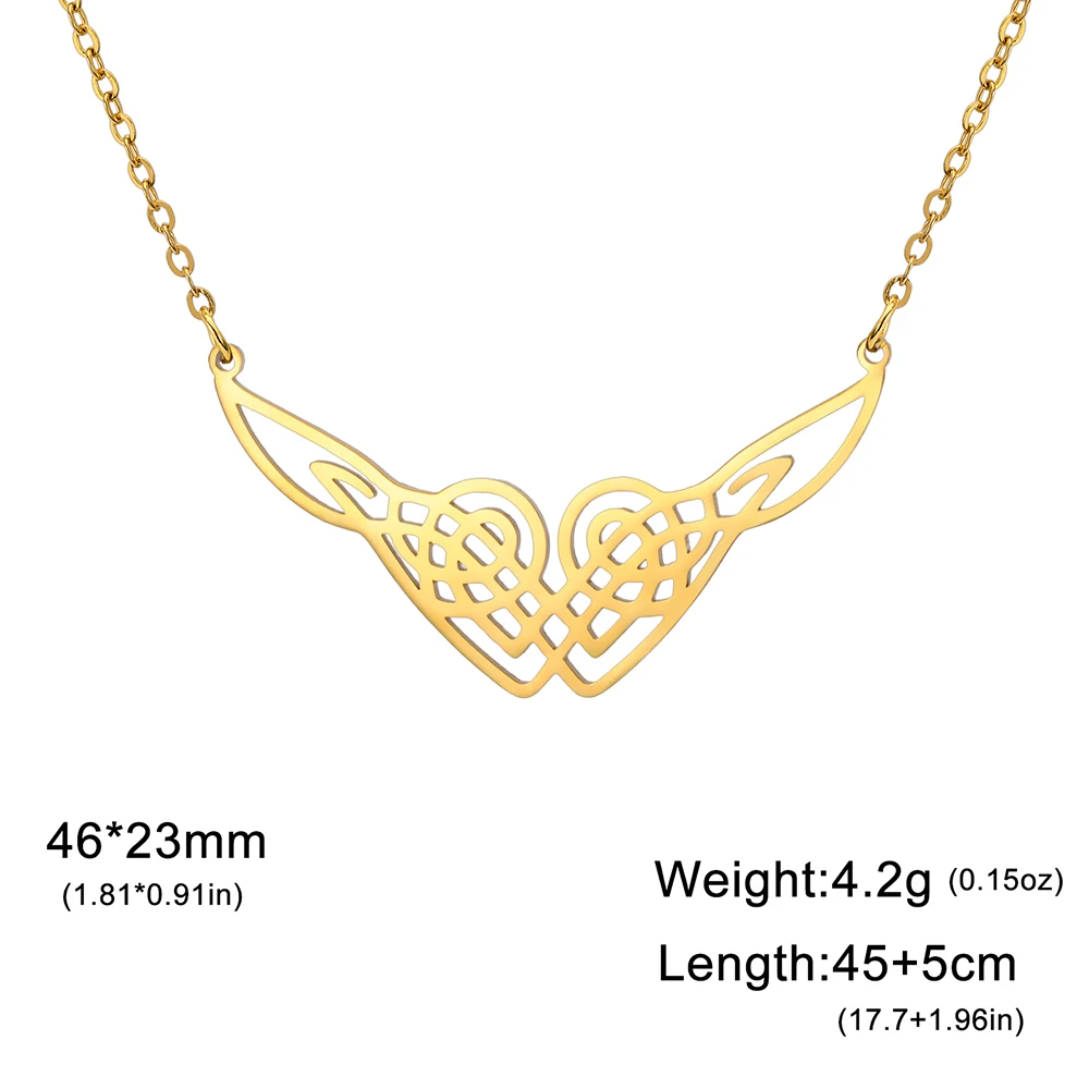 Dawapara Celtics Heart Knot Necklace Religious Good Luck Amulet Norse Irish Symbol Stainless Steel Jewelry - view 4