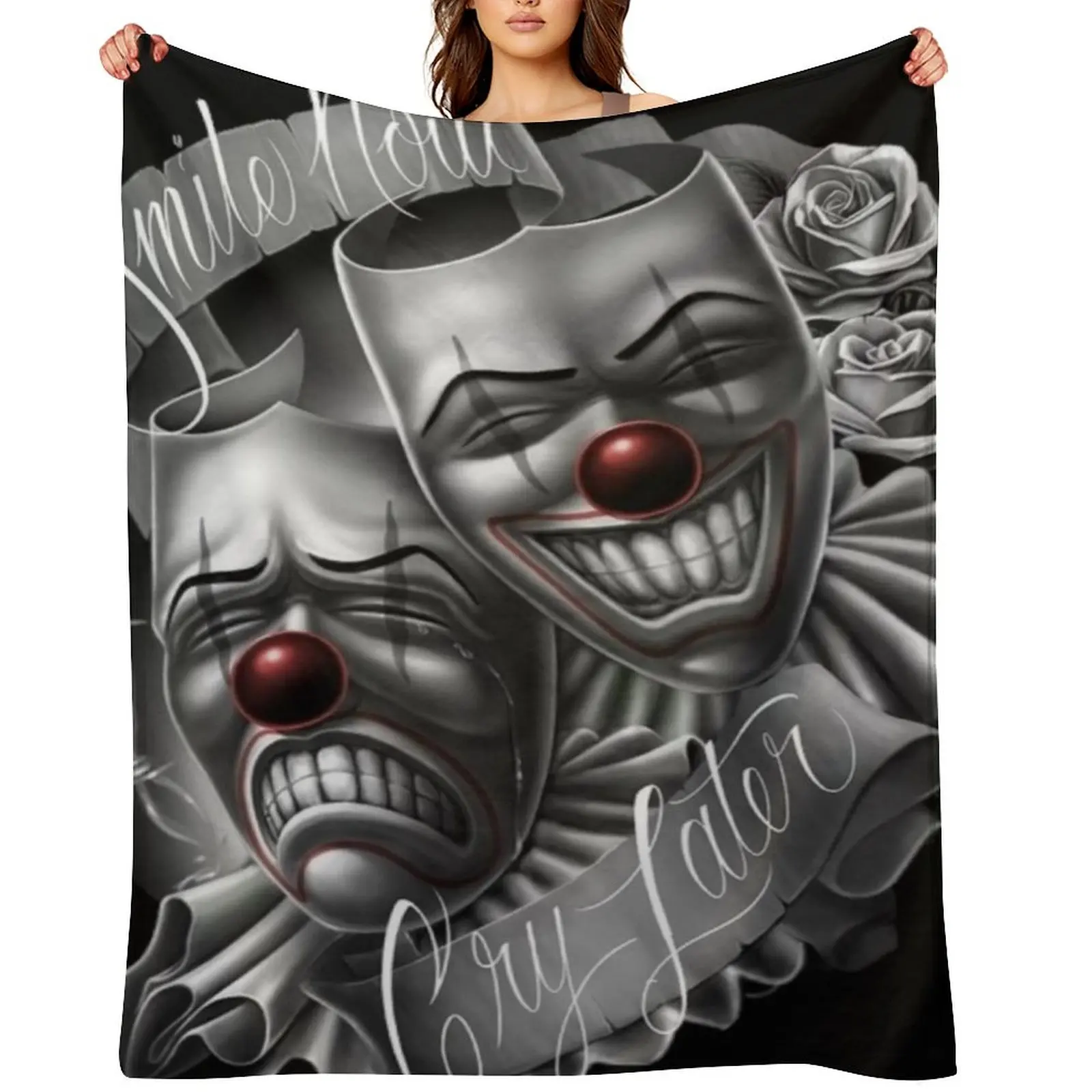 

Smile now cry later clown faces Throw Blanket Blankets Sofas Of Decoration halloween Kid'S Thermals For Travel Blankets