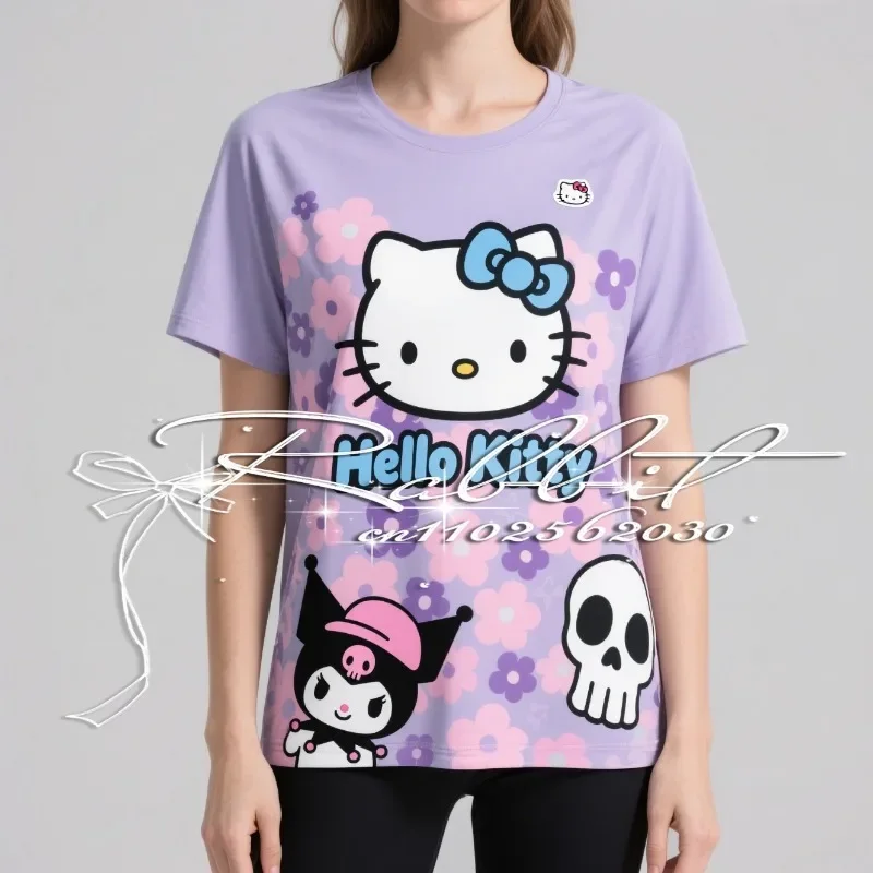 

Лето 2021, новинка Kuromi, повседневная модная спортивная быстросохнущая футболка для женщин и подростков, футболка серии Y2k Sanrio