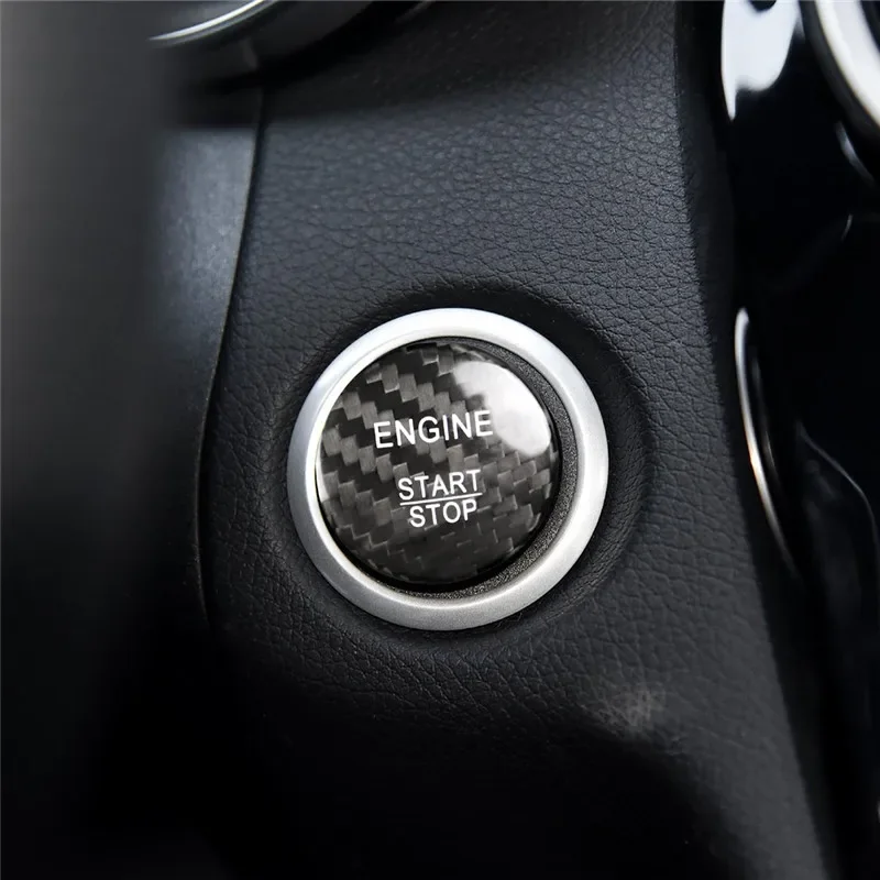 Black Real Carbon fiber One button start Stop cover Sticker For BMW E90 E92 e46 e91 e93 e82 e87 e88 e60 e61 e70 e71