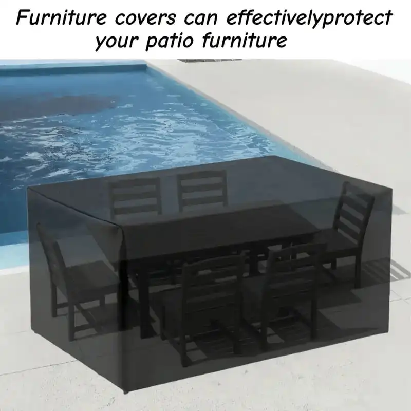 Funda Protectora para Muebles de Jardín, Impermeable, Resistente a los Rayos UV, para Mesa y Sillas de Jardín, a Prueba de Viento, para Todo Tipo de Clima