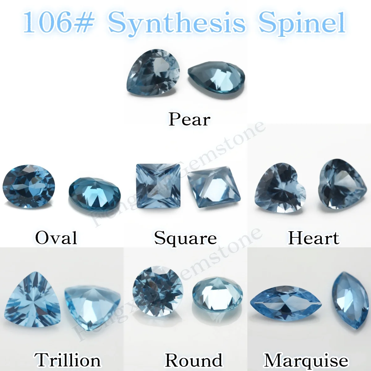 M-Size Synthetic Spinel 106# color Various shapes Loose Spinel Blue Beads Sapphire Stone  AAAAA  for Ring and jewelry