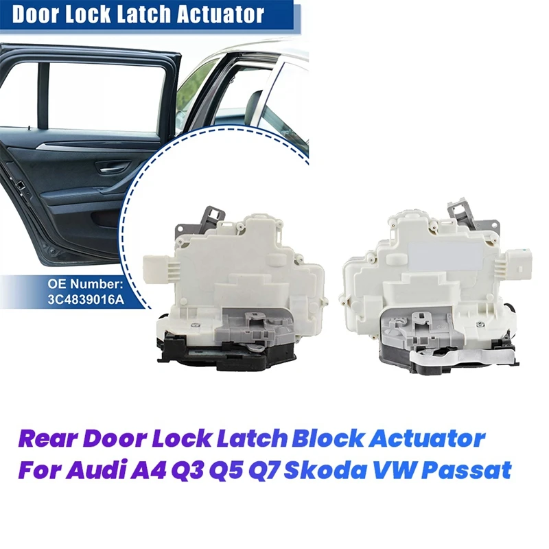 1Pair Rear Door Lock Latch Block Actuator 8K0839015 8K0839016 For  A4 Q3 Q5 Q7 Skoda VW Passat 3C1839015A 3C4839016A