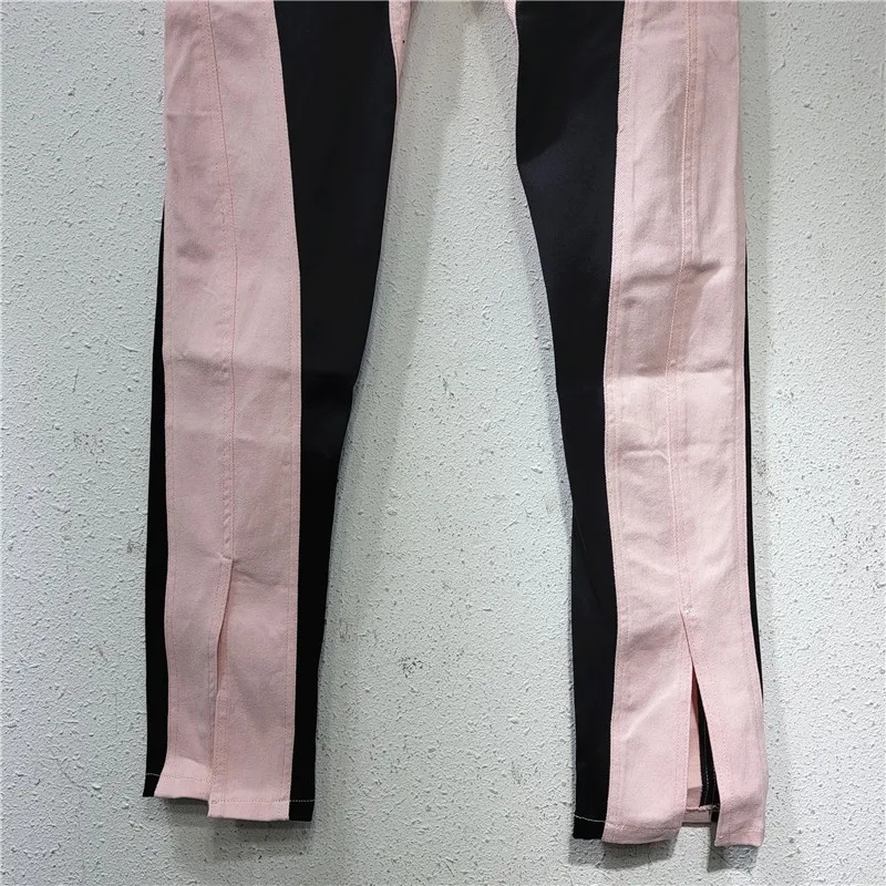 2024 Wiosna Lato Nowe amerykańskie spodnie jeansowe Retro Slim and Thin High Waist Contrasting Color Splicing Elastic Pencil Denim Trousers Women