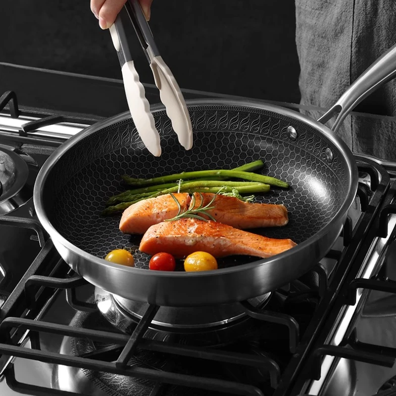 Honeycomb Frying Pan, Household Steak Non Stick Pan, Gas Stove, Induction Cooker, Stainless Steel Frying Pan