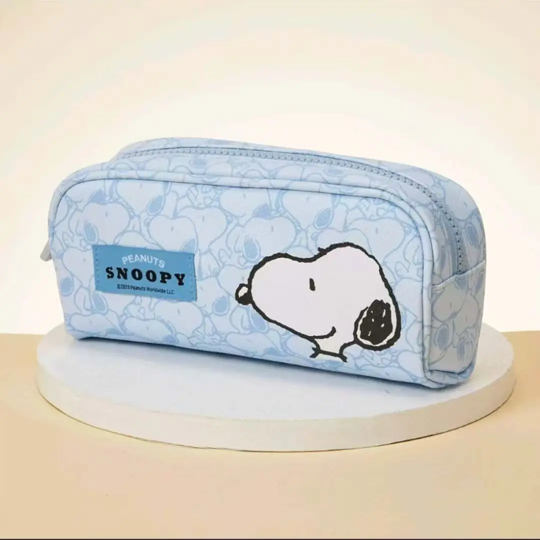 New Snoopy Pencil Case With Bone Pulling Makeup Bag Minimalist Blue Cartoon Travel Makeup Storage Bag Birthday Present