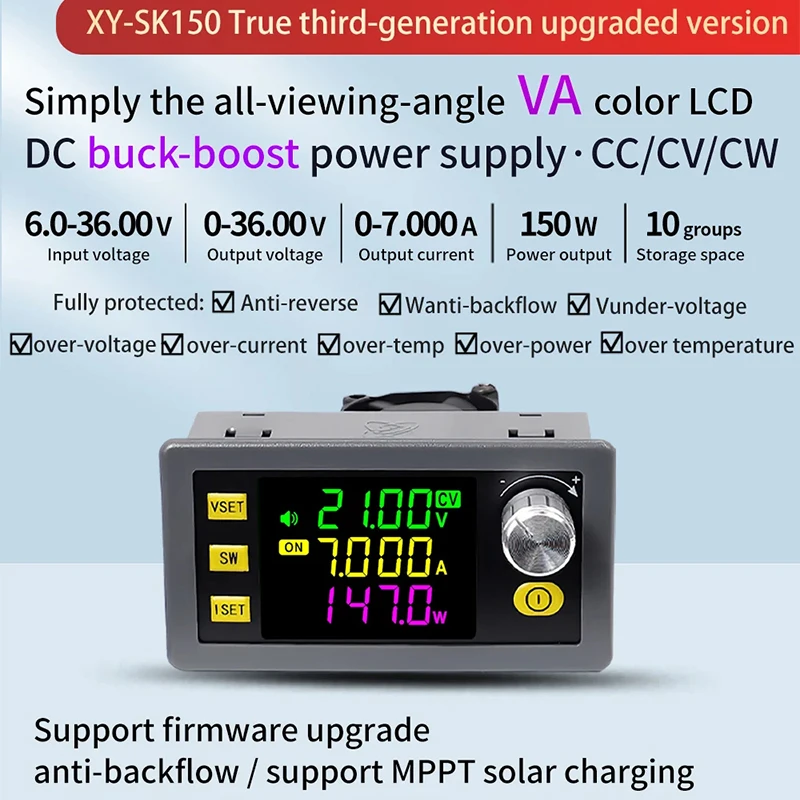 SK120/SK150 CNC Adjustable DC Voltage Regulator DC 6-36V Buck Boost Converter 120W/150W Regulated Solar Charging Module