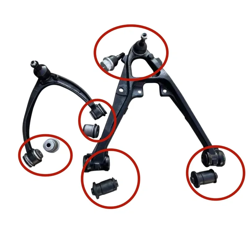 5PCS uitable for Cadillac Kaired upper and lower swing arm front hanging lower hem arm triangle arm rubber sleeve ball headX