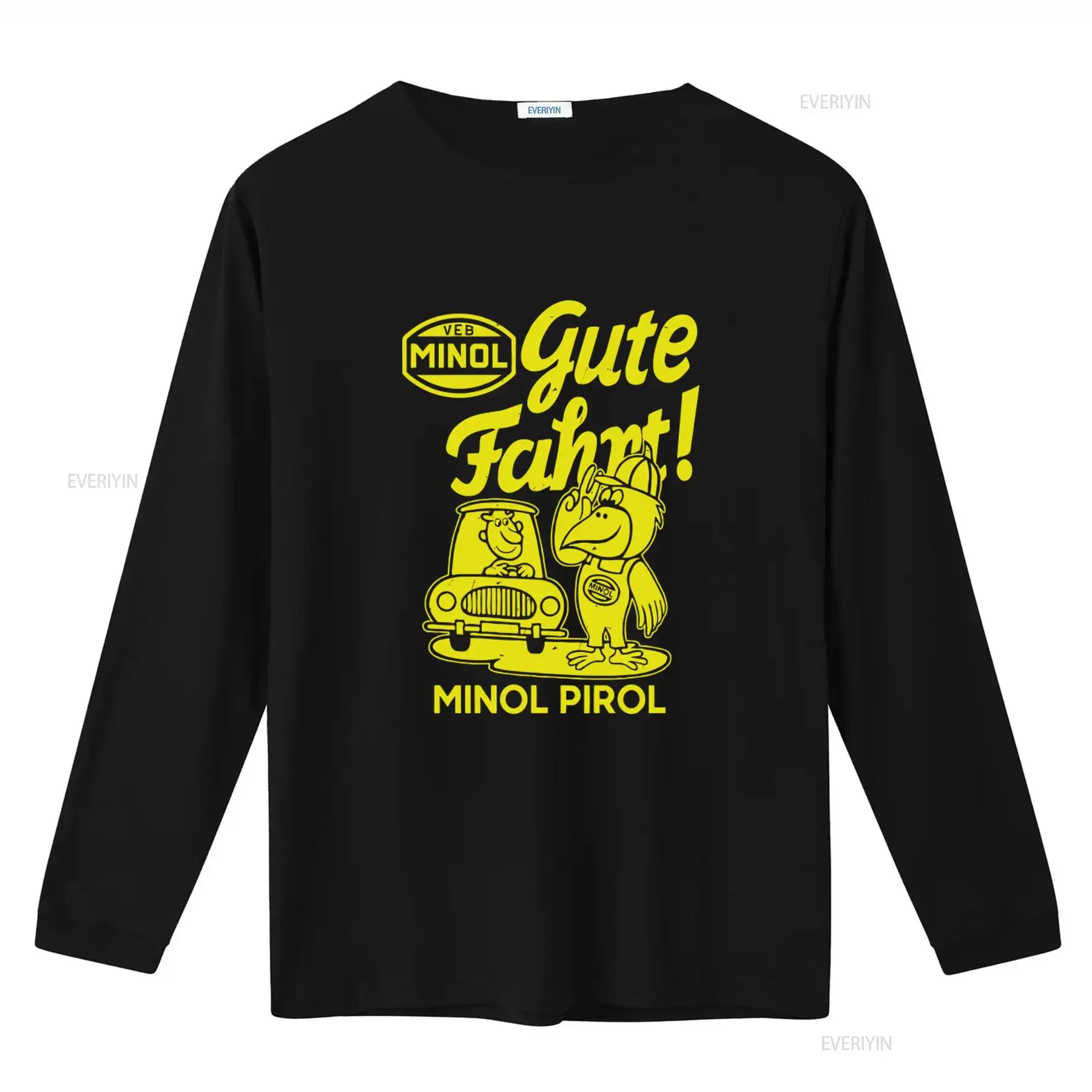 Minol Pirol T Shirt GDR Retro Cult Design with VEB Logo Cute Bird and Car Illustration Perfect for Vintage Lovers vintage