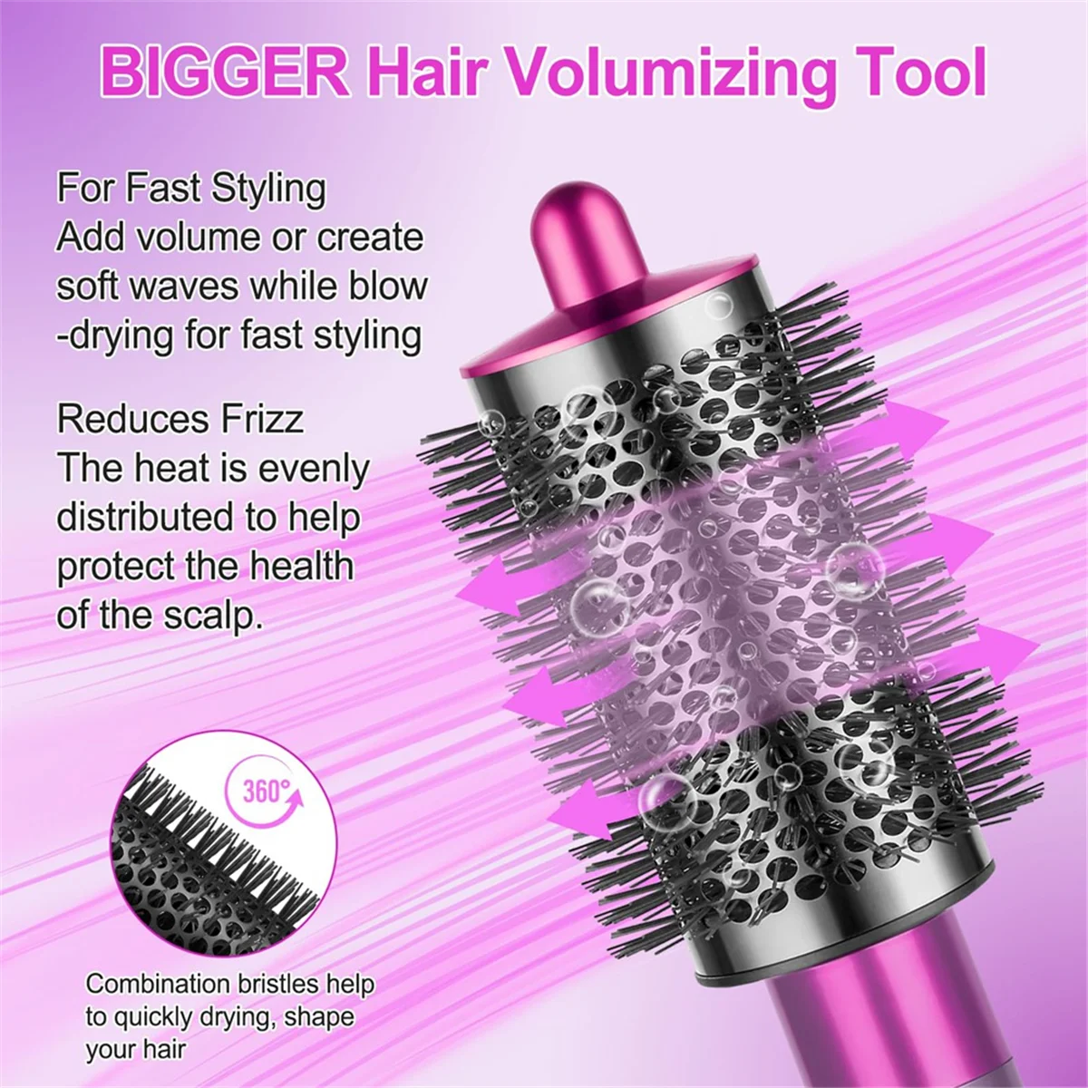 Y14AFor Dyson Airwrap Large & Small Round Volumizing Brush Attachment - Enhance Volume & Style Effortlessly Rose Red