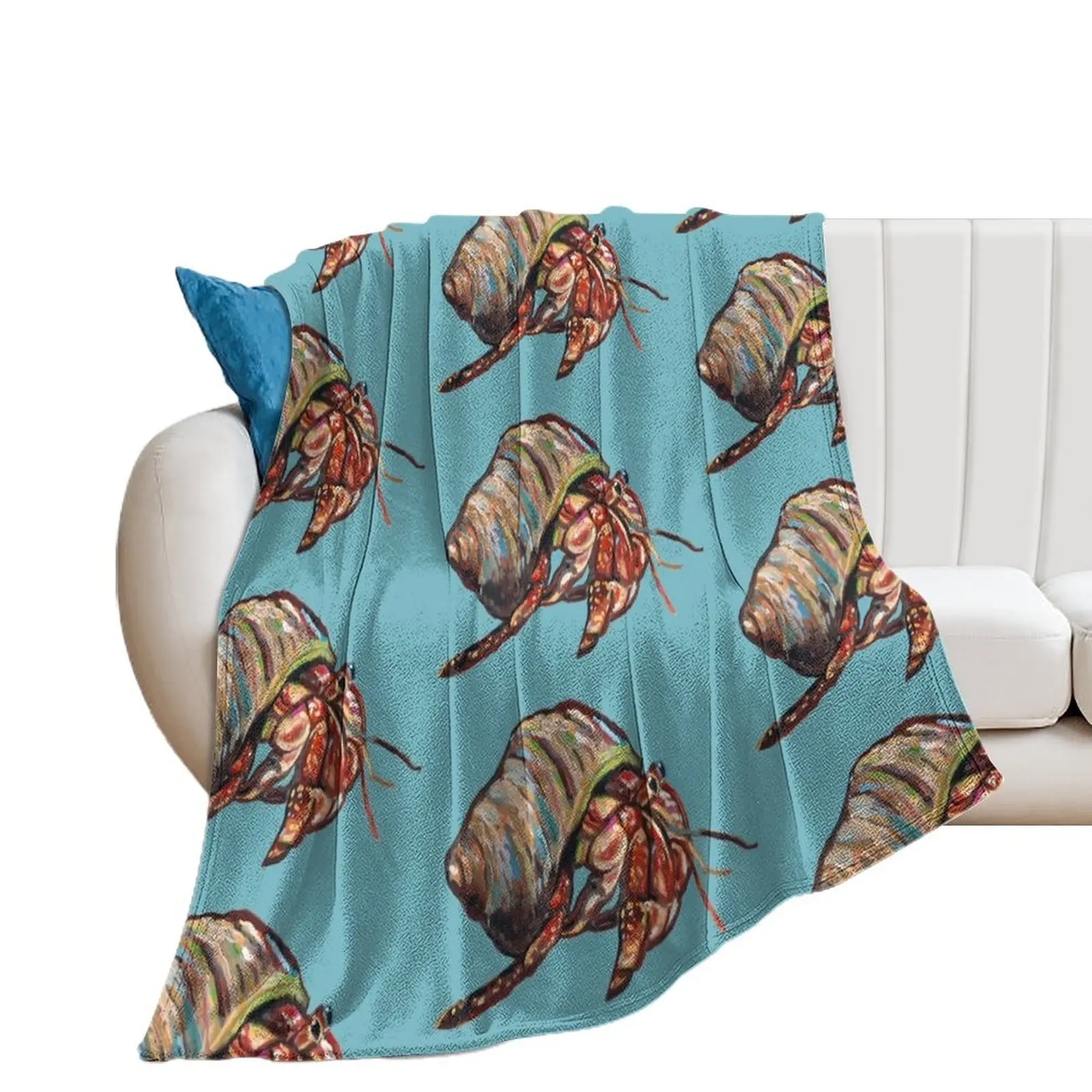 Colorful Beach Hermit Crab Throw Blanket Thins For Decorative Sofa Beach Summer Blankets