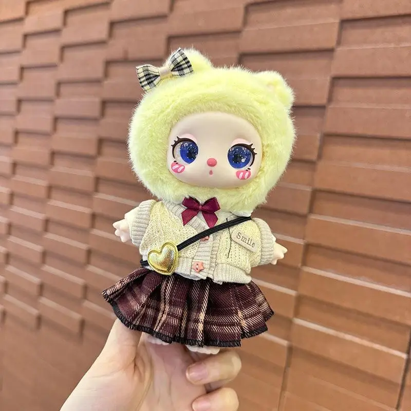 16cm Mini Plush Doll'S Clothes Outfit Accessories For Liila LUCKY CAT Idol plaid JK satchel Clothing Gift