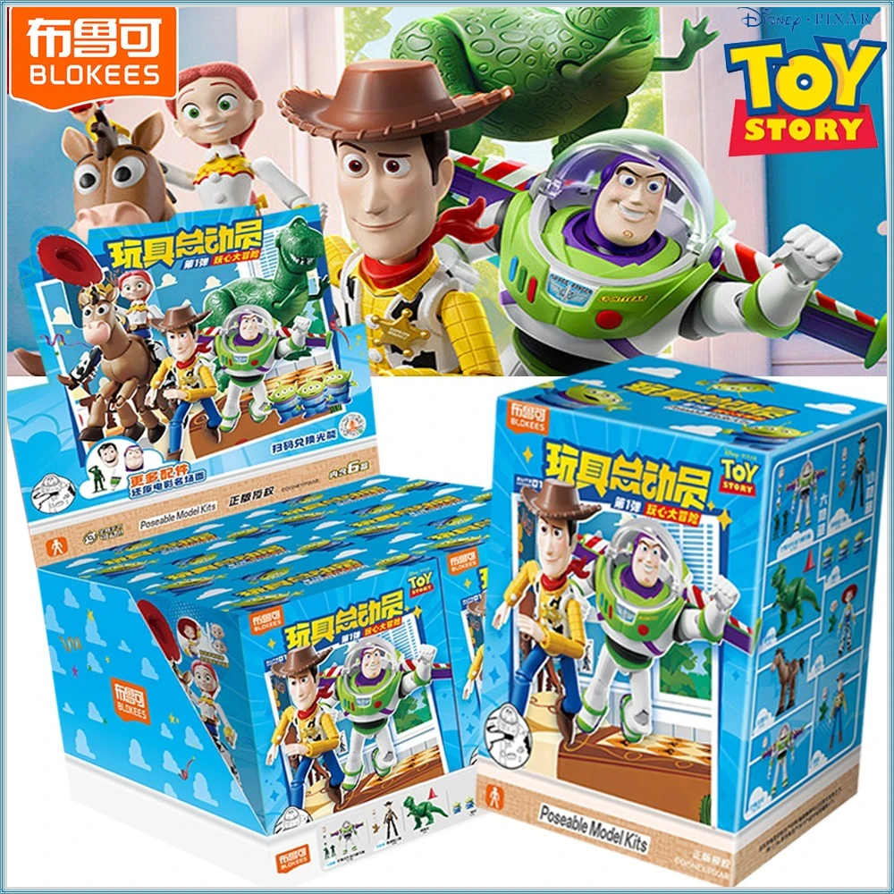 

Original Blokees Toy Story Blind Box Disney Pixer IP Woody Bullseye Jessie Adventure Series Cartoon Model Fun Assembly Ornament