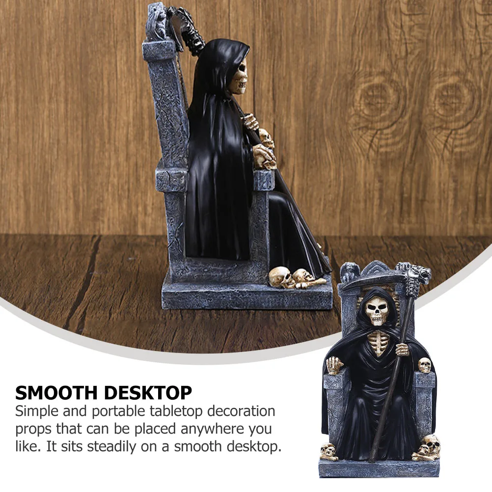 

Resin Skull Head Throne Decor Craft Halloween Tabletop Prop Environmental Friendly Jewelry Accessories