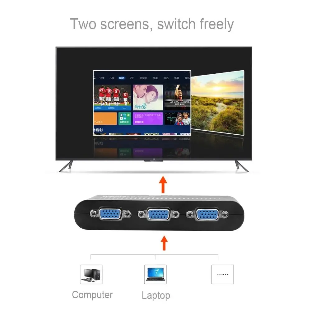 Durable 1920x1440 2 Ways Monitor Accessories Video Switch Adapter VGA Switcher VGA Splitter Converter Box