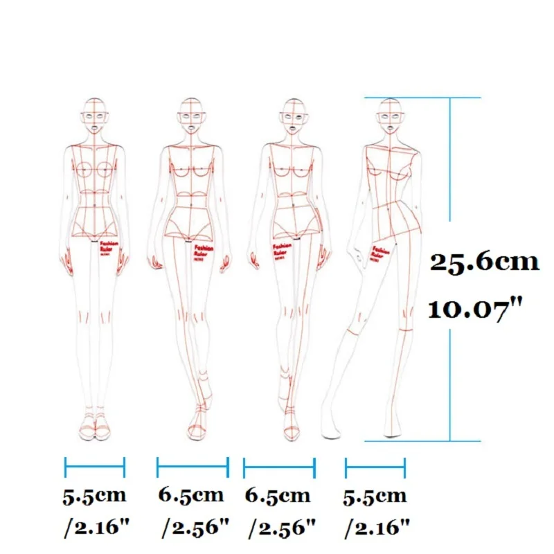 A4 Fashion Drawing Template Ruler Set, Women Clothing Design French Curve Rulers Fashion Illustration Ruler