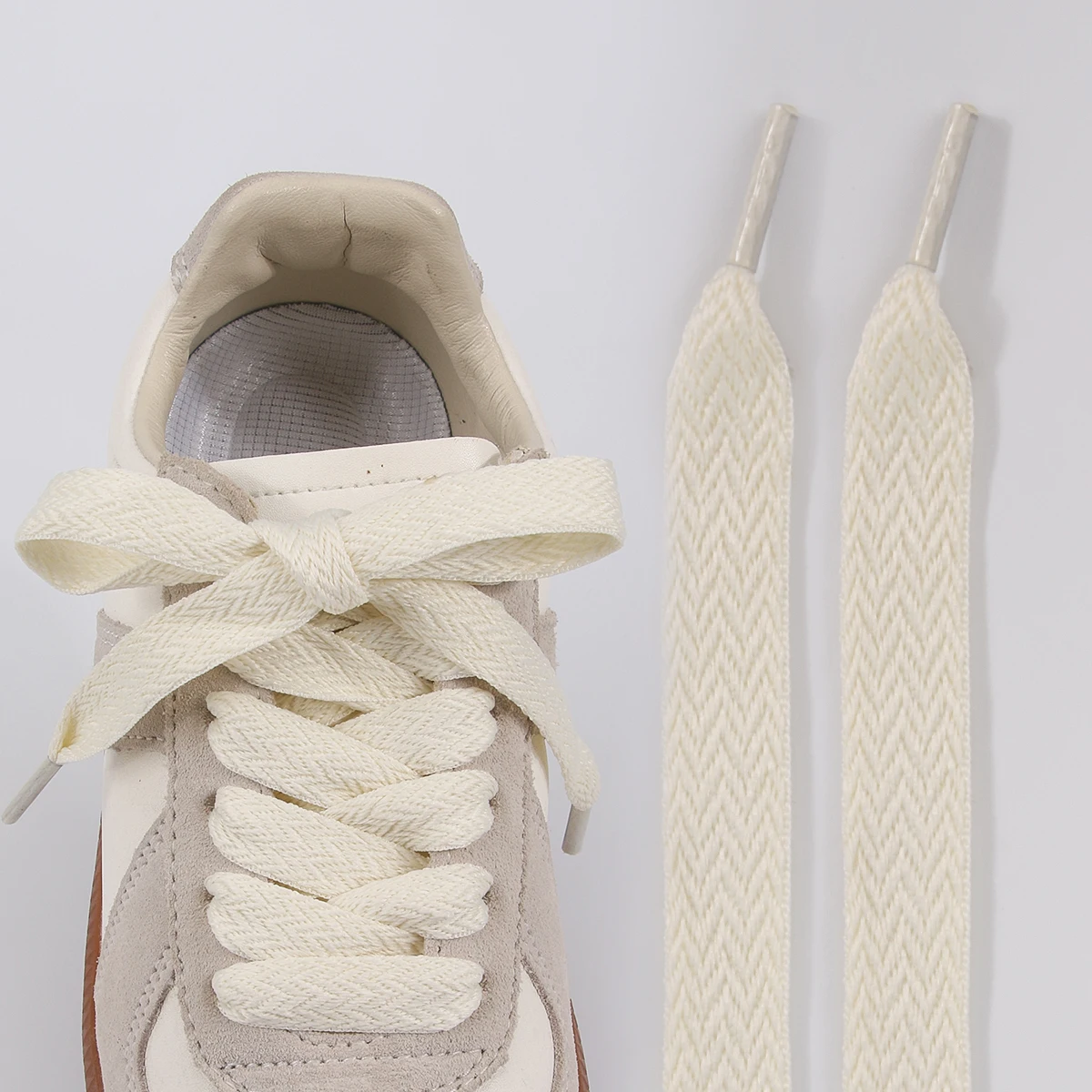 1 Paar gewebte Schnürsenkel mit Wellenmuster, flache Schnürsenkel, 1,5 cm breit, für Sportschuhe, Laufschuhe, Sneaker und Stiefel. – Detail 9