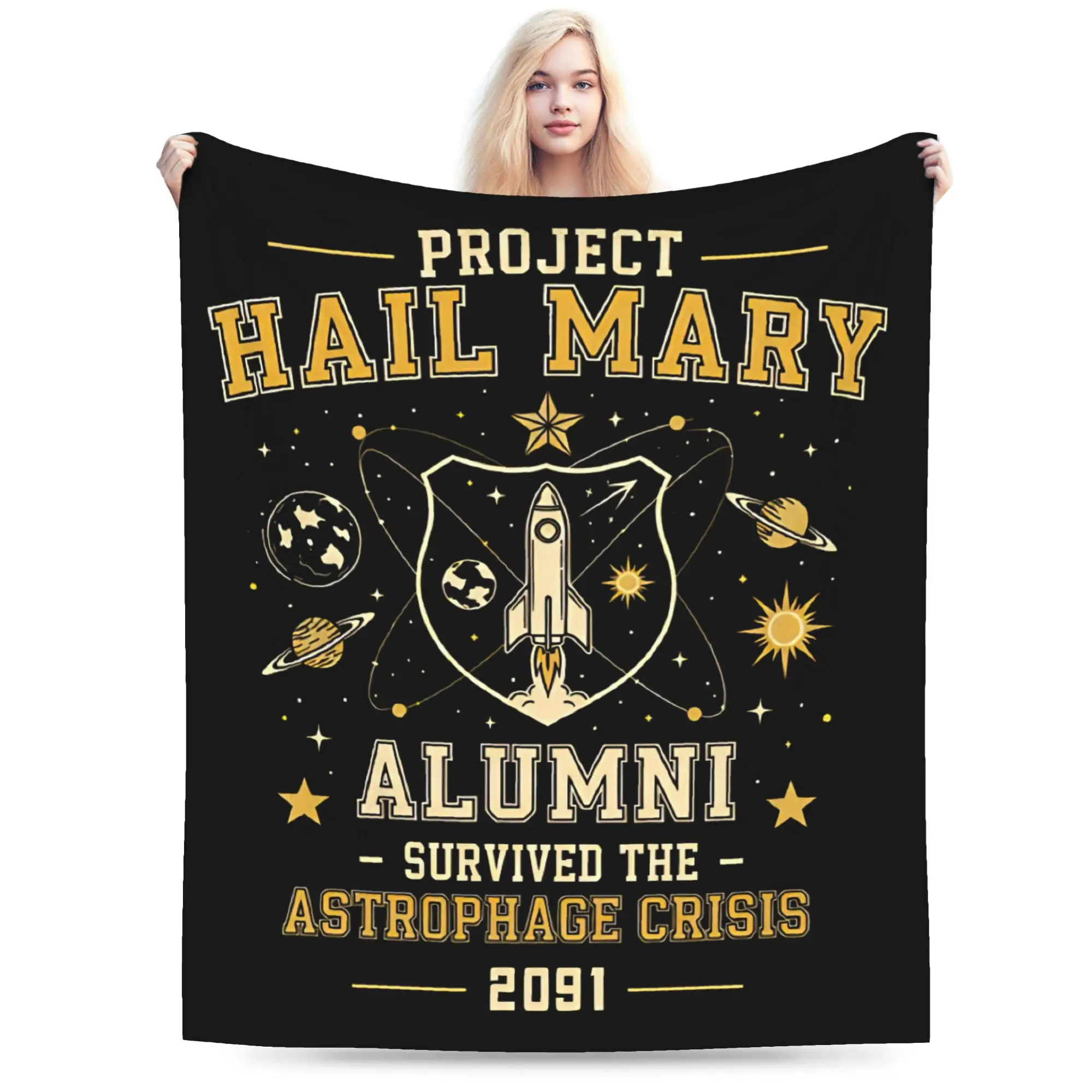 Survived the Astrophage Crisis Project Hail Mary  Fuzzy Blankets  Throw Blankets for  Sofa Bedding Lounge Bedspread
