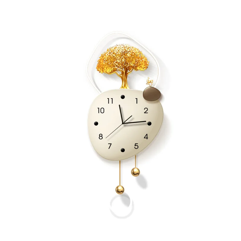

Stereoscopic luxury Clock hanging wall lamp painting restaurant simple wall clock