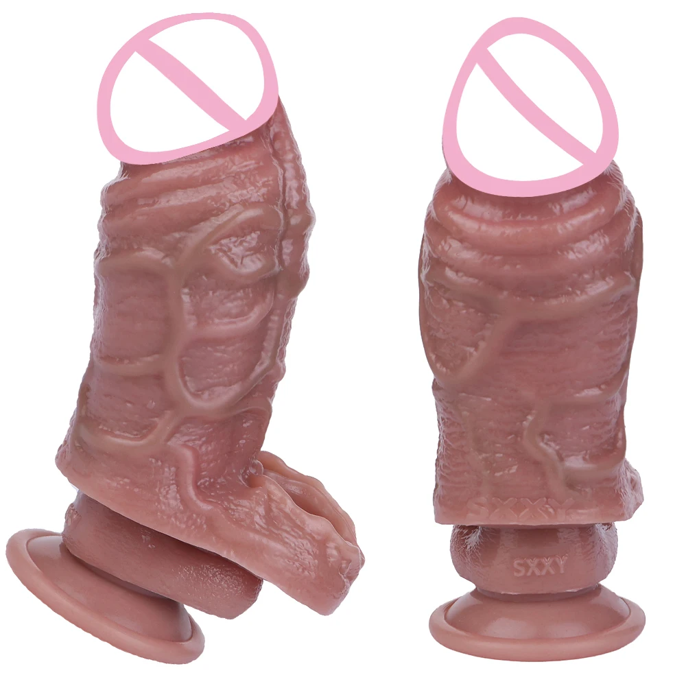 ORALSX Realistic Hollow Dildo Penis Sleeve Silicone Reusable Condom Delay Ejaculation Sex Toys For Men Cock Extender Enlargement
