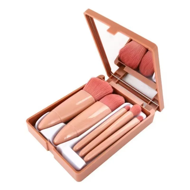 Makeup Brush Mini with Mirror Multifunctional Loose Powder Brush Blush Foundation Eyeshadow Brush