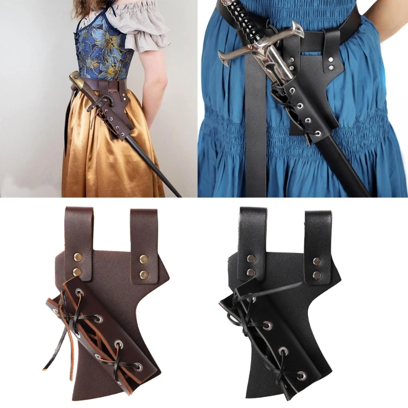 Medieval PU Leather Buckle Strap Holsters Weapons Sword Bag Cosplays Rapier Rings Belt Holsters Medieval Shoulder Strap