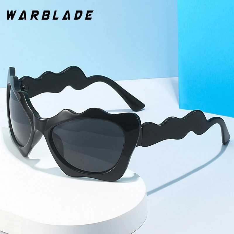 

New Trend Wacky Oversized Wave Cat Eye Women's Sunglasses Brand Design Men Sunglass Summer Traveling Party Female Shades UV400