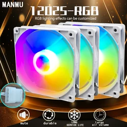 Manmu duża promocja wentylator obudowa PC 120mm RGB LED do komputera chłodzenie powietrzem wentylatory 4pin Gaming Cooler