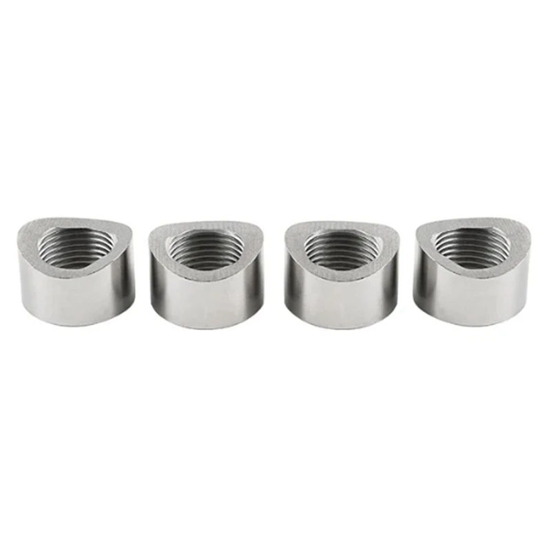 4Piece Automobile Exhaust Pipe Modification Mounting Base Welding Nut Base Round Nut M18X1.5 Silver