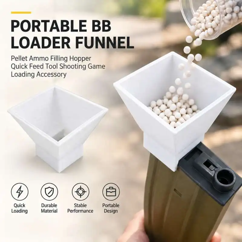Portable BB Loader Funnel Pellet Ammo Filling Hopper Quick Feed Tool Shooting Game Loading Accessory