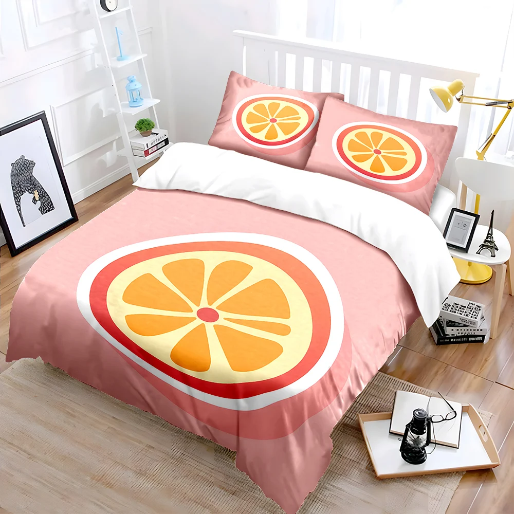 Minimalist orange slice illustration Print Bedding Set 1 Duvet Cover 2 Pillowcases for Adult and Children Luxury Gift Full Size
