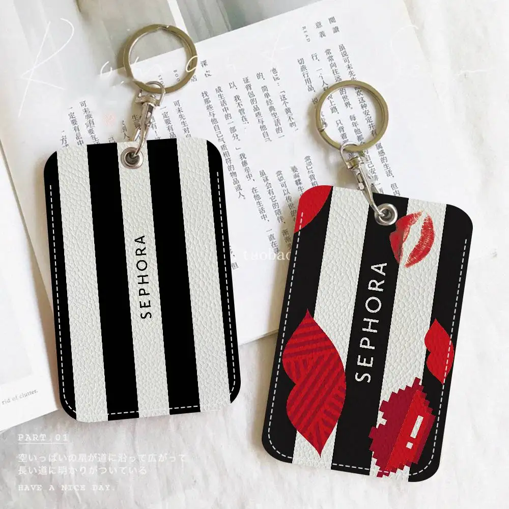 

Fashion S-sephora Logo Badge Holder Keychain For Bank Business Work Card Holder Student Card Protective Case Bus Card