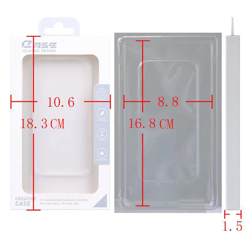 50pcs 100Pcs 200Pcs 500Pcs 4.7-6.9inch Phone Case Packaging Box Blister PVC Box Universal Phone Cover Box White Cardboard Box