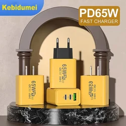 PD 65W Type C Charger Quick Charge 3.0 EU/US Power Adapter For iPhone 14 13 12 Samsung Xiaomi Huawei Portable Wall Phone Charger