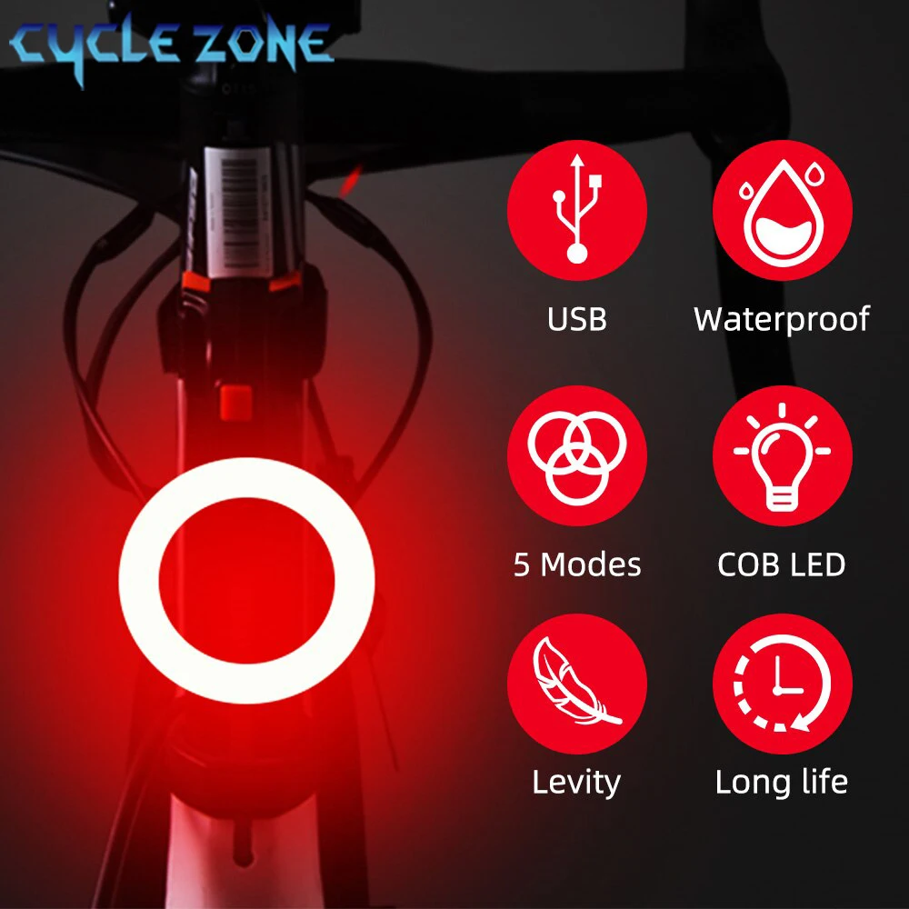 دراجة الضوء الخلفي وسائط الإضاءة المتعددة USB قابلة للشحن Led الدراجة الخفيفة فلاش الذيل أضواء خلفية لمقعد الدراجة الجبلية