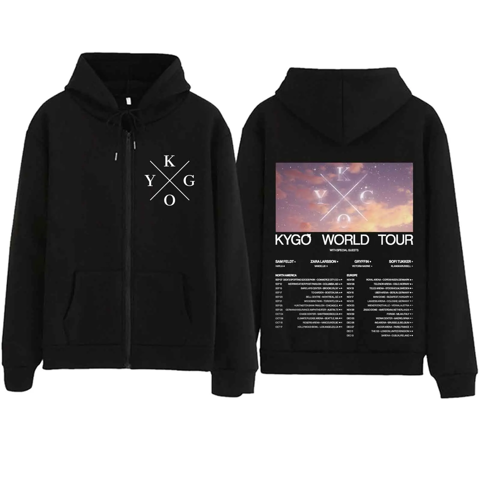 

Kygo World Tour 2024 Zipper Hoodie Harajuku Pullover Tops Streetwear Music Fans Gift V-Neck Sweatshirts Printing Regular Casual