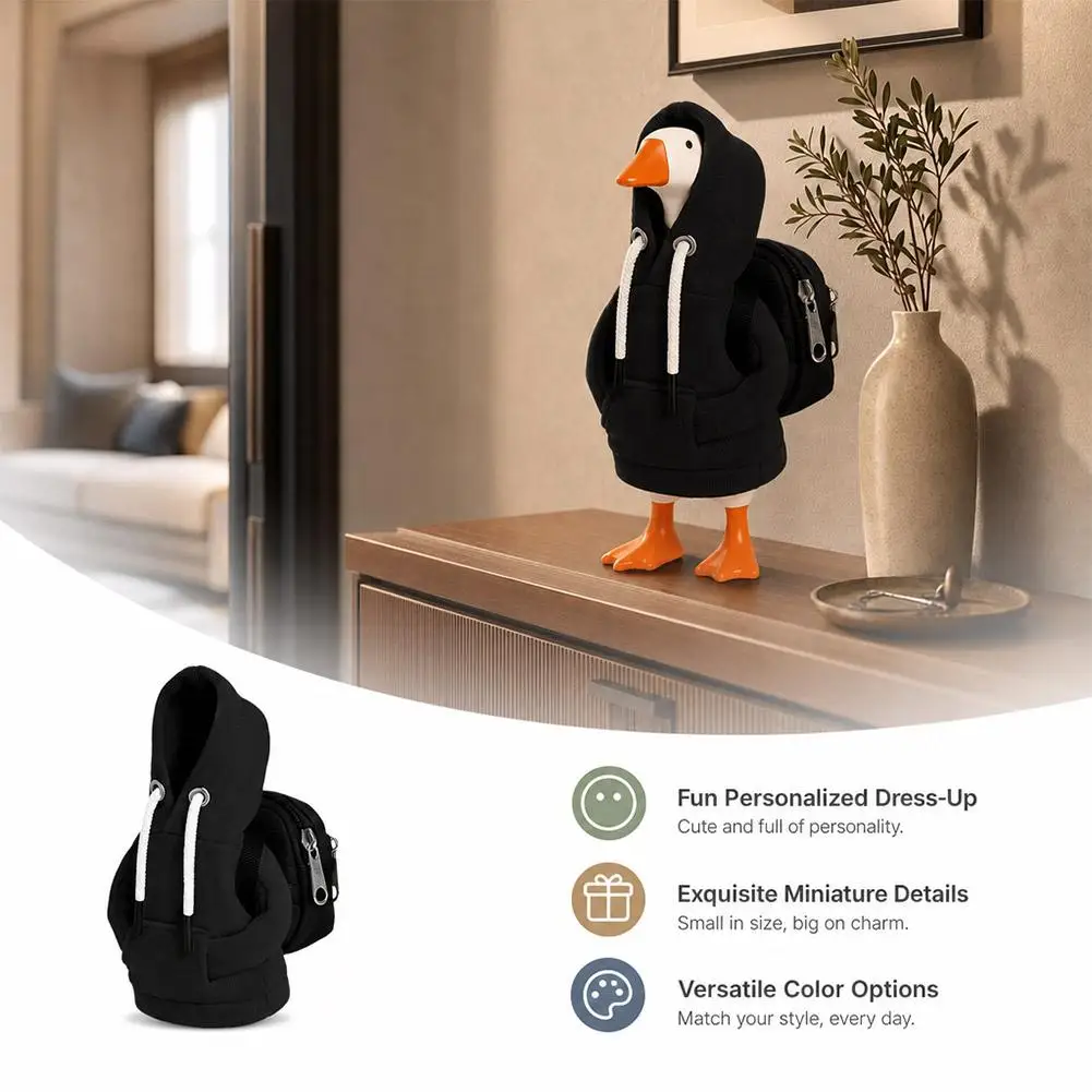 Funny 7 Inch Goose Outfits Hoodies Soft Solid Color Mini Porch Goose Hoodies Tabletop Goose Costume for Table Decoration